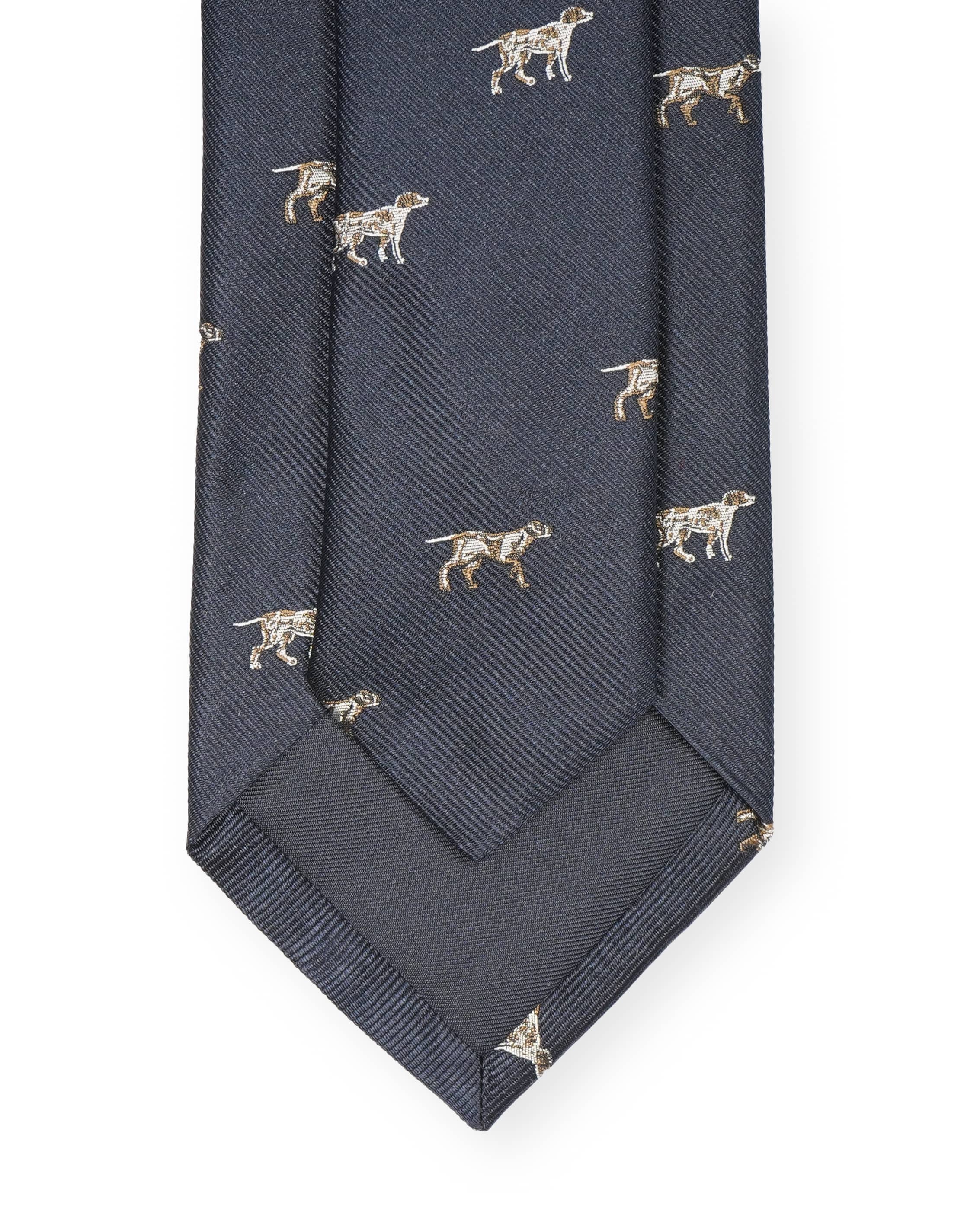 Hunting tie in silk - Dog motif