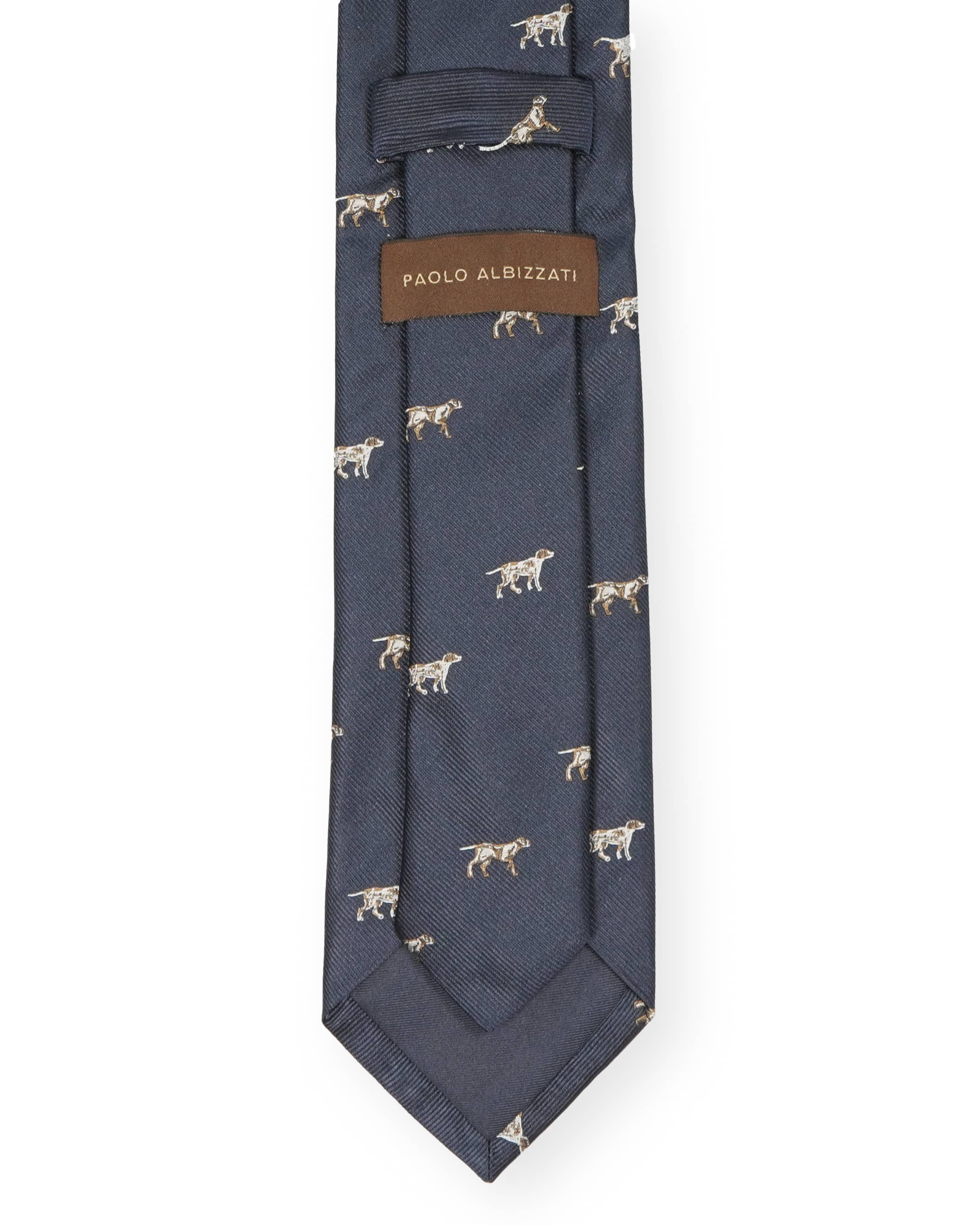 Hunting tie in silk - Dog motif