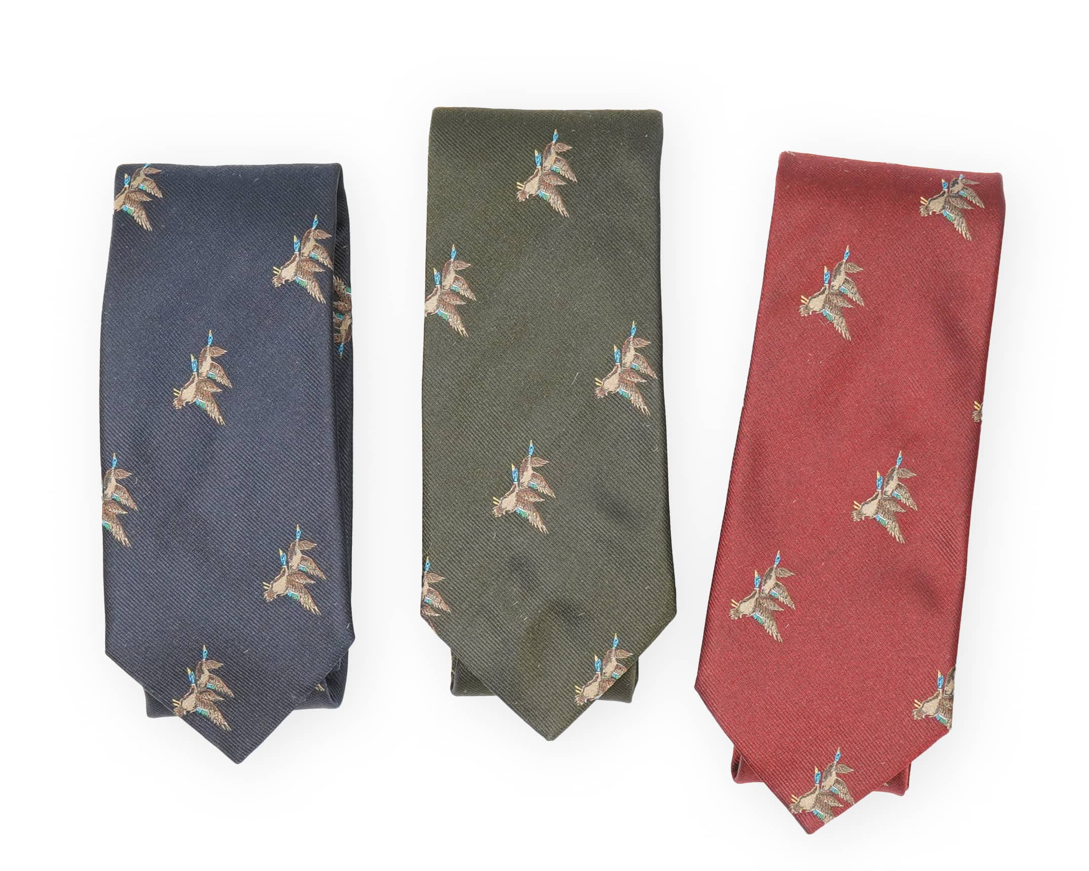Hunting tie in silk - Motif of ducks
