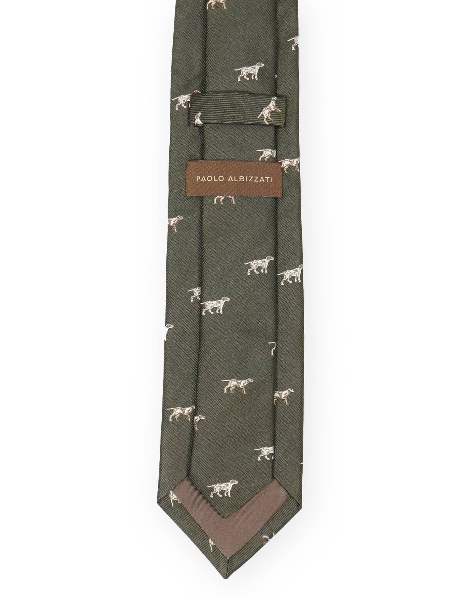 Hunting tie in silk - Dog motif