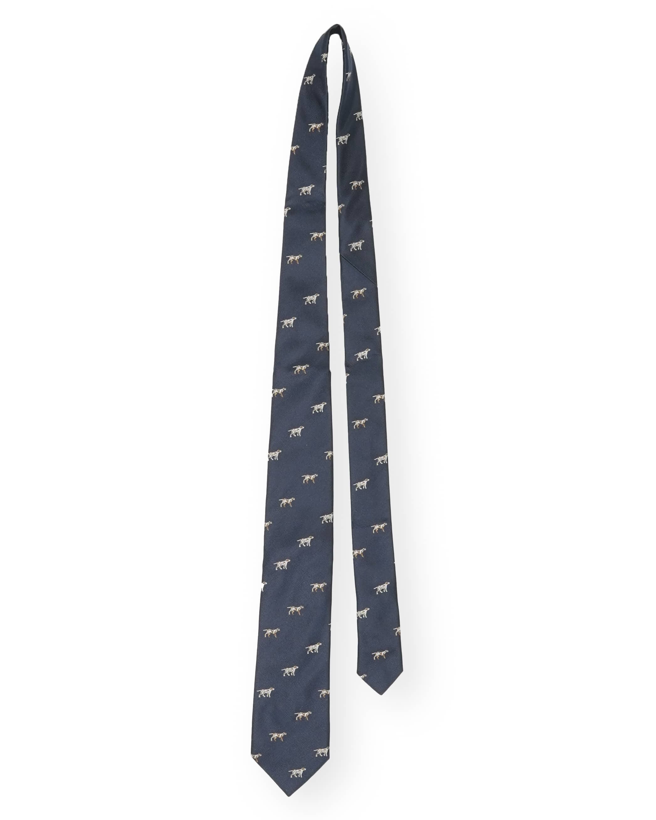 Hunting tie in silk - Dog motif