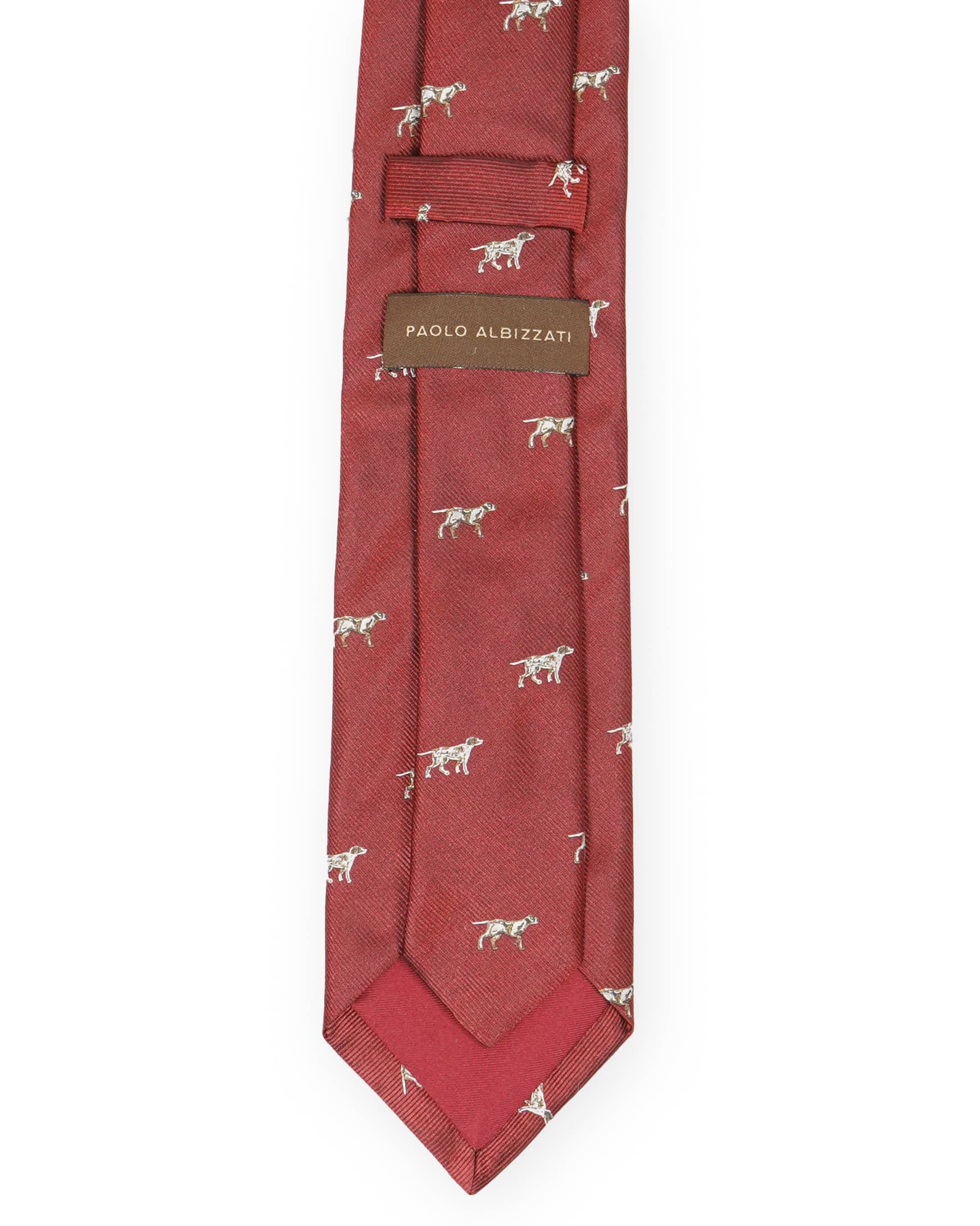 Hunting tie in silk - Dog motif