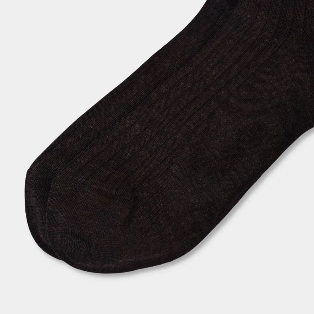 Ribbed Socks - Brown Merino Wool