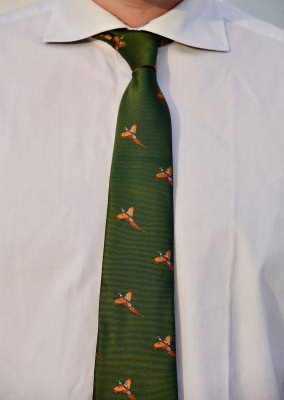 Hunting Tie With Pheasant Motif - Jaktstil.se