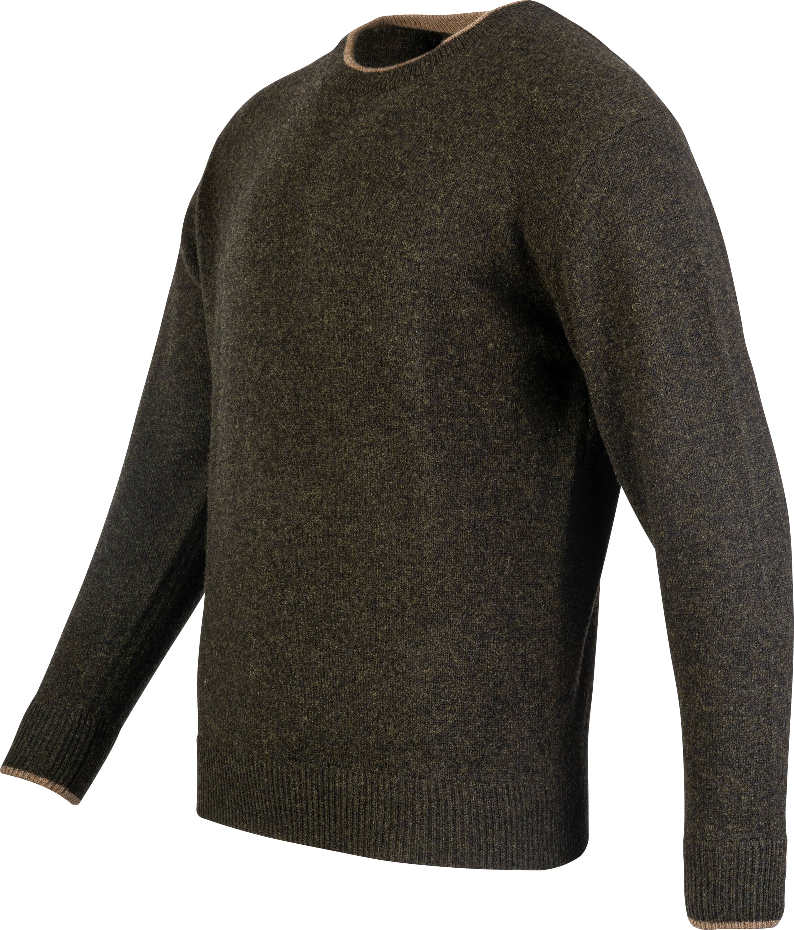 Round neck lambswool sweater - Olive green