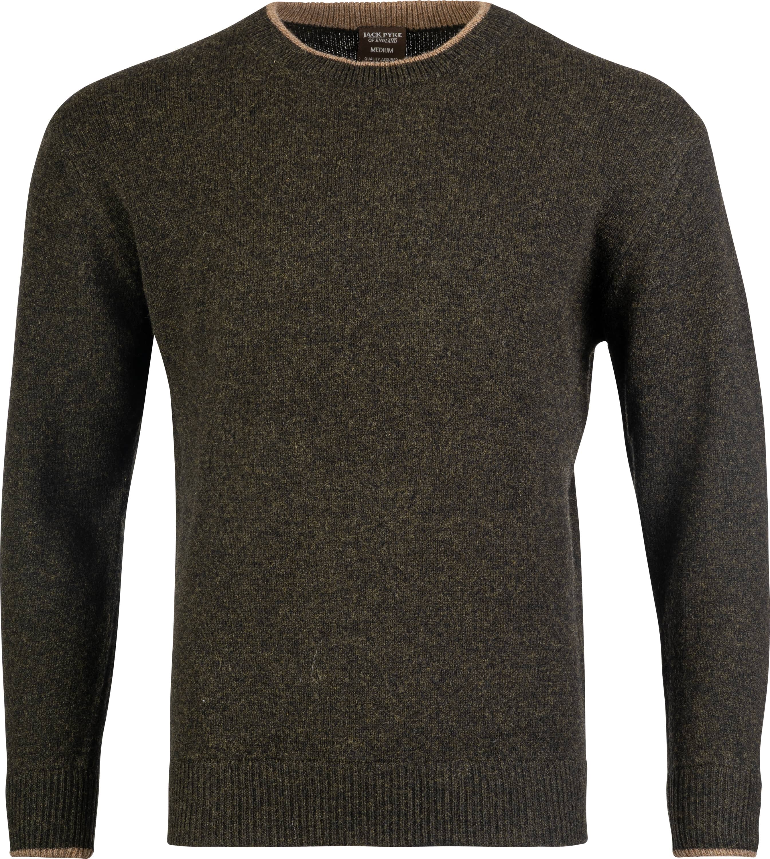 Round neck lambswool sweater - Olive green