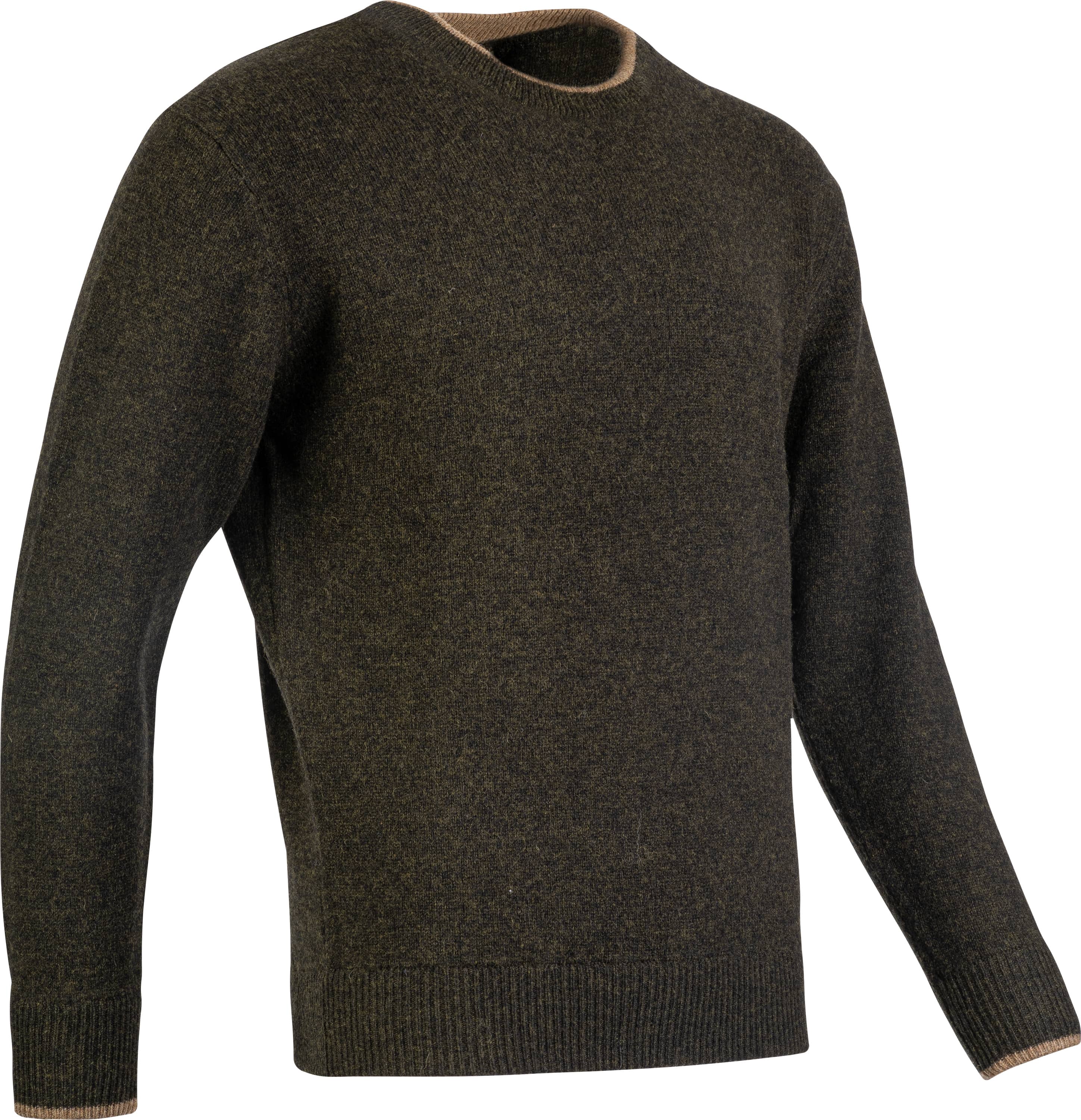 Round neck lambswool sweater - Olive green