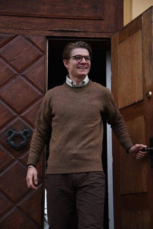 Round neck lambswool sweater - Beige 