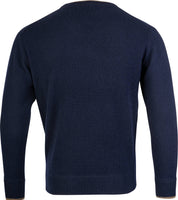 Round neck lambswool sweater - Dark blue