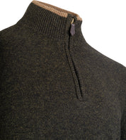 Half-Zip villapaita - Oliivinvihreä karitsanvillainen villapaita