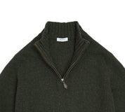 Half-zip herr - Grön Lammullströja