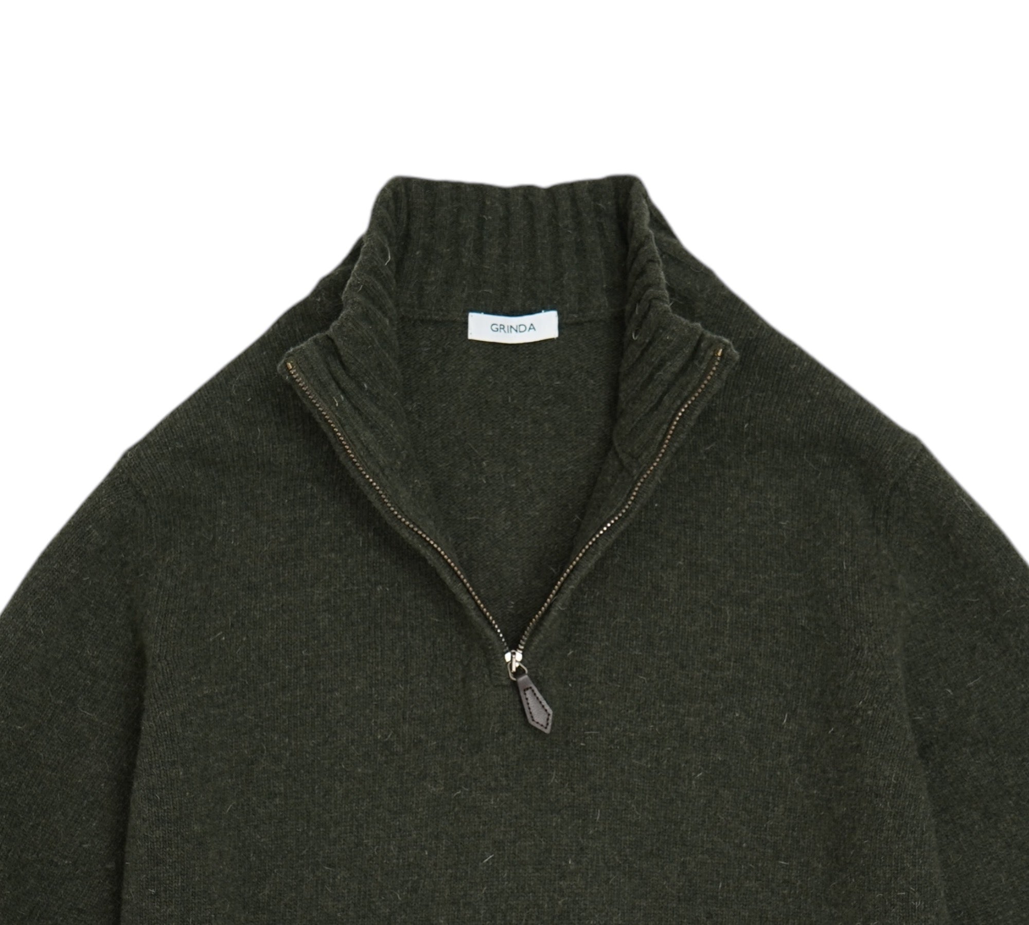 Half-zip herr - Grön Lammullströja