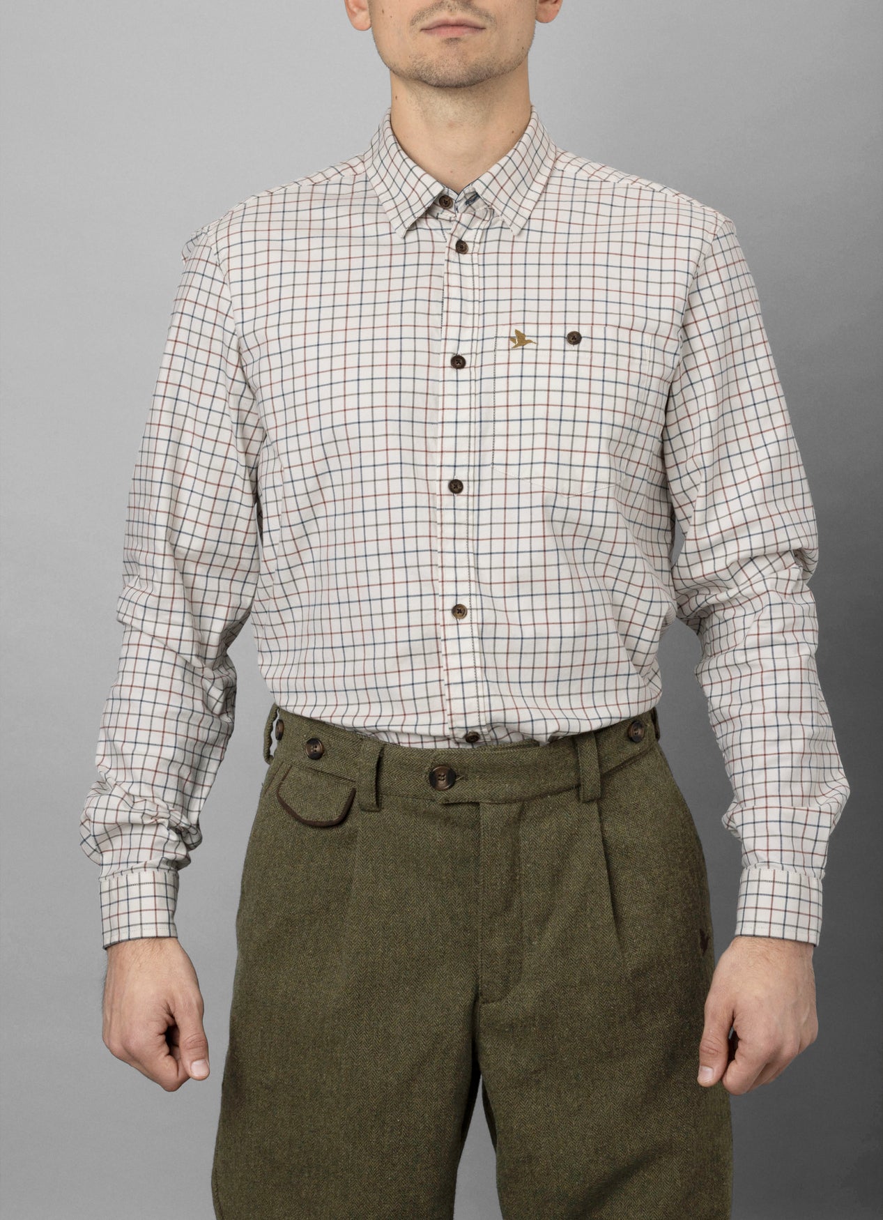 Oxford jaktskjorta herr grape leaf terracotta check
