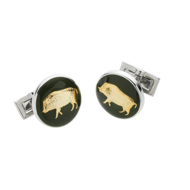 Boar Cufflinks - Gröna Manschettknappar
