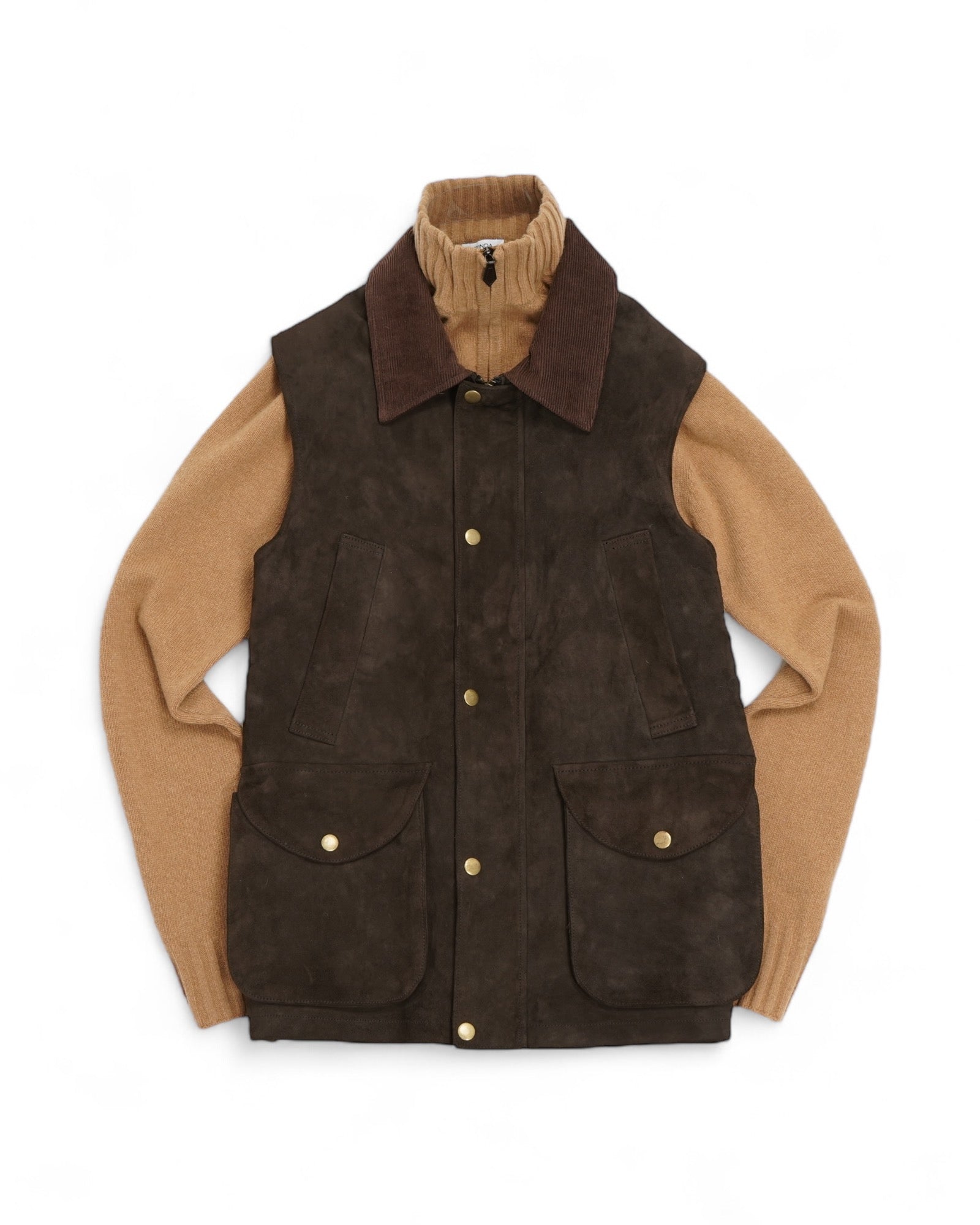 Halv glidelås - Beige lammeullsgenser